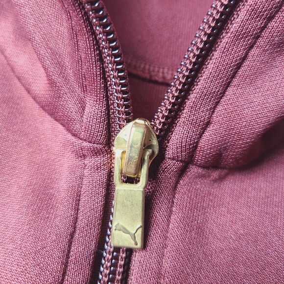 Puma Women’s Full Zip Burgundy Athletic Track Jacket Size Large Maroon - Picture 7 of 10